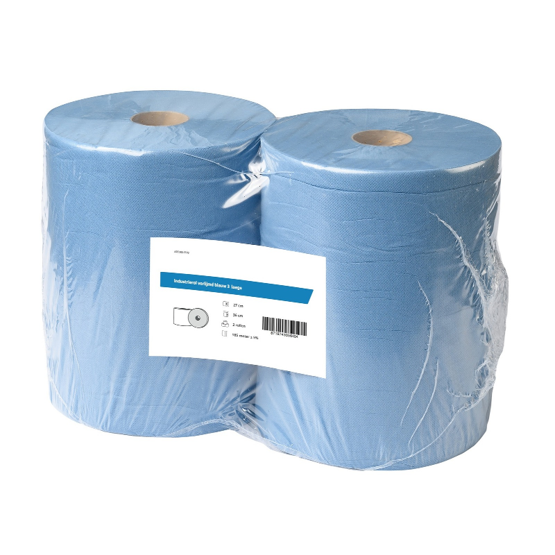 Industriepapier 36 cm cellulose blauw 3-laags - 2 rollen á 185 meter | 2178