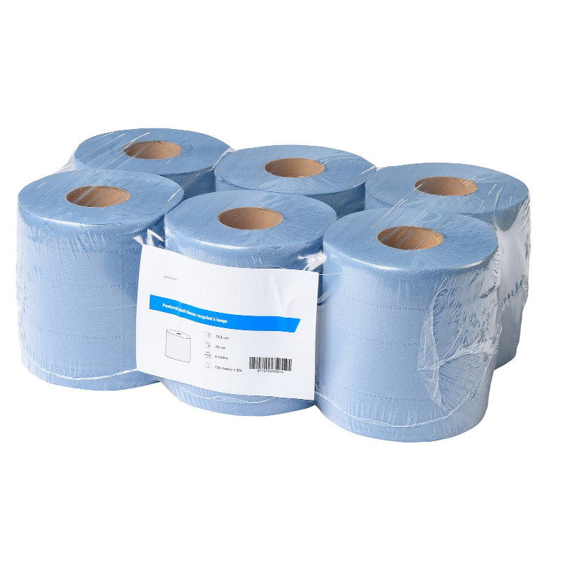 Midi Poetspapier recycled blauw 2 laags - 6 rol á 135 meter | 2193