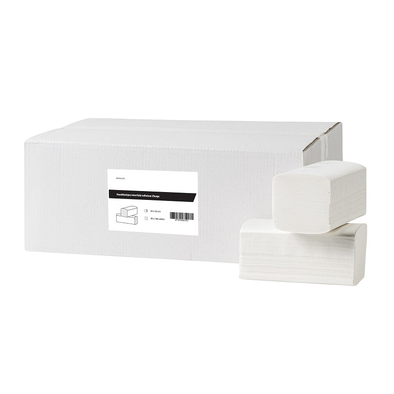 Handdoekpapier Interfold cellulose 2 laags - 3200 doekjes | 2140 - FSC - Budget Papier