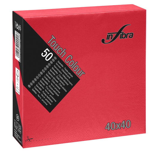 Infibra servet Rood 40x40-1/4 vouw - 1200 stuks per doos | I-0707 - Budget Papier