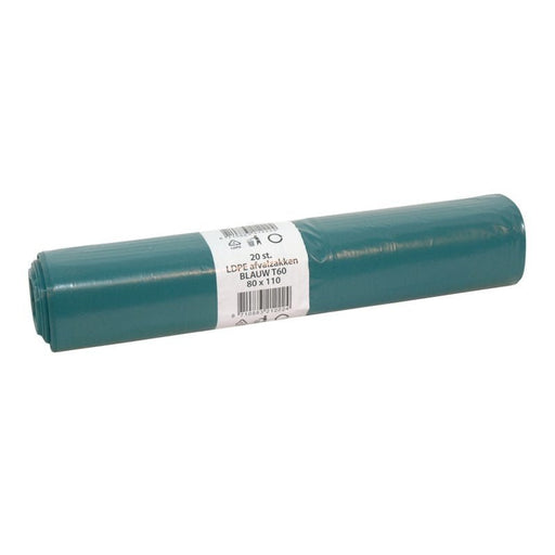 LDPE afvalzakken 80 x 110 cm T60 blauw | 456002 - Budget Papier