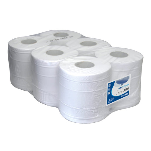 Midi poetspapier cellulose verlijmd 2 laags - 6 rol per pak | 110016 - Budget Papier