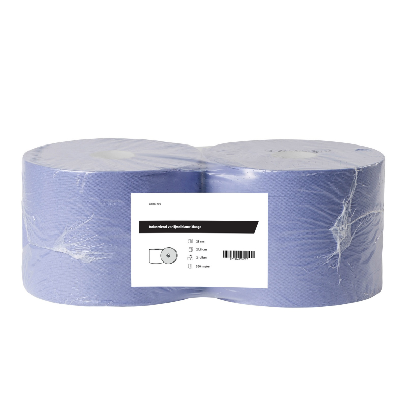 Industriepapier 21,8 cm cellulose blauw 3-laags - 2 rollen á 360 meter | 2175