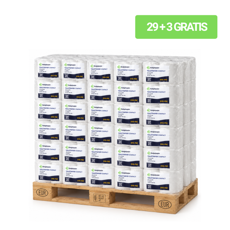 Toiletpapier Compact cellulose 2-laags | 29+3 GRATIS | Budget Papier