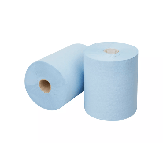 Handdoekrol Mini Matic cellulose blauw 2-laags - 6 rollen á 165 meter - Budget Papier