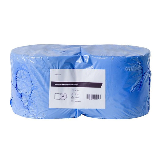 Industriepapier 24 cm cellulose Blauw 2 - laags - 2 rollen á 300 meter | 2169 - Budget Papier