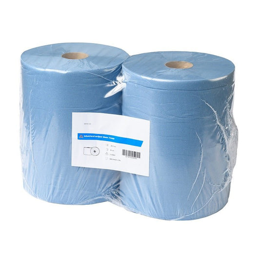 Industriepapier 36 cm cellulose Blauw 2 - laags - 2 rollen á 360 meter | 2176 - Budget Papier