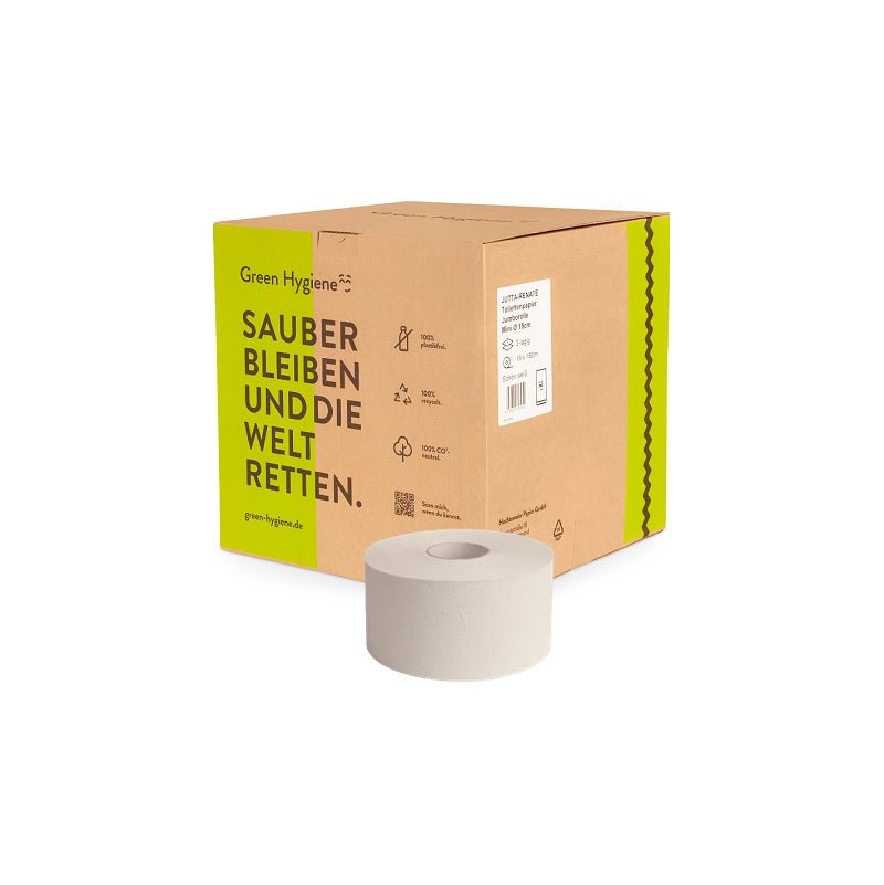 JUTTA - RENATE - Toiletpapier Mini Jumbo 100% recycled 2 laags - 16 rol per pak - Budget Papier