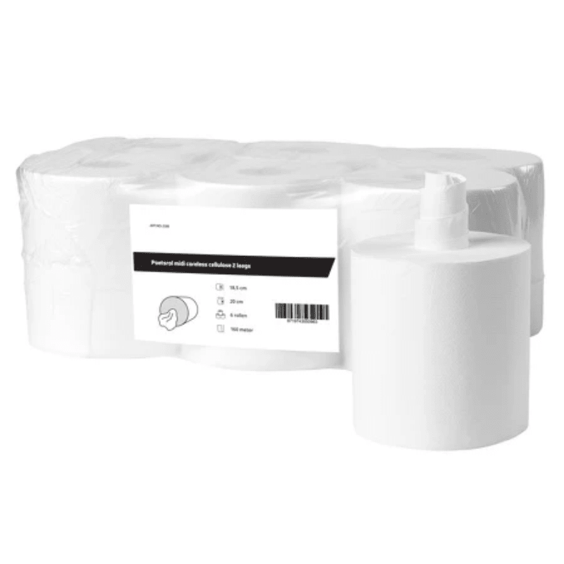 Midi poetspapier coreless cellulose 2-laags | 6 rollen á 160 meter - Budget Papier