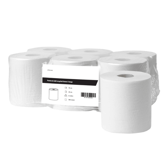 Midi Poetspapier recycled tissue 1 laags - 6 rol á 250 meter | 2185-FSC - Budget Papier