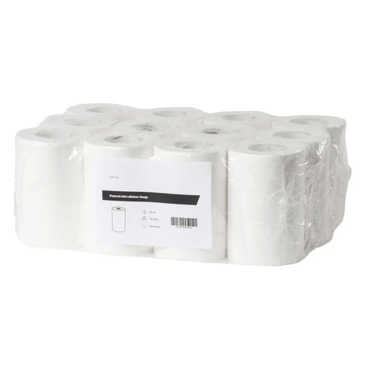 Mini poetspapier cellulose 1-laags | 12 rollen á 120 meter - Budget Papier