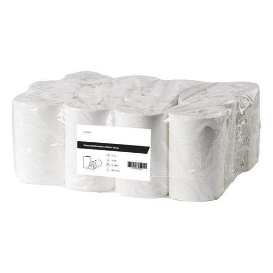 Mini poetspapier coreless cellulose 1 laags - 12 rol per doos | 2181 - FSC - Budget Papier