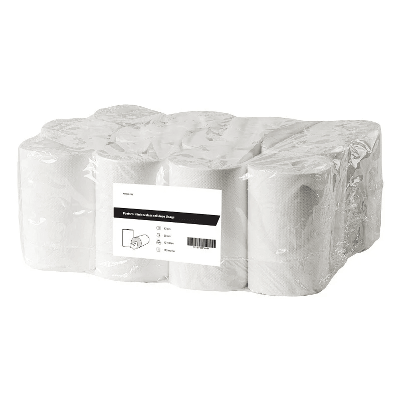 Mini poetspapier coreless cellulose 2-laags | 12 rollen á 72 meter - Budget Papier