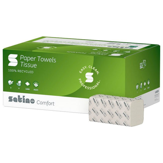Satino Comfort handdoekpapier V - vouw 2 laags 3200 doekjes | 277191 - Budget Papier