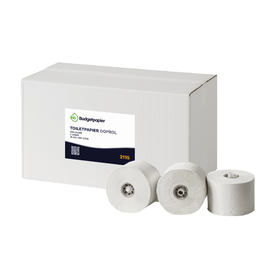 Toiletpapier met dop cellulose 2 laags - 36 rol per doos | 2115 - Budget Papier