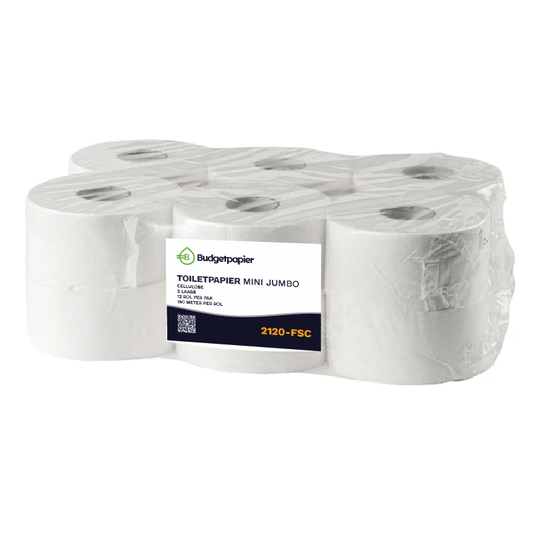 Toiletpapier Mini Jumbo cellulose 2 laags - 12 rol per pak | 2120 - FSC - Budget Papier